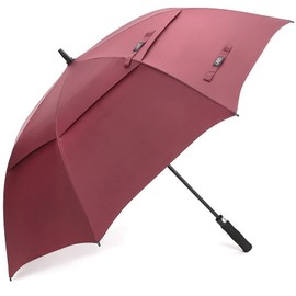 G4Free 62 Inch Large Automatic Open Golf Umbrella Extra Oversize Double Canopy Vented Windproof Stick Umbrellas Waterproof (Wine Red)