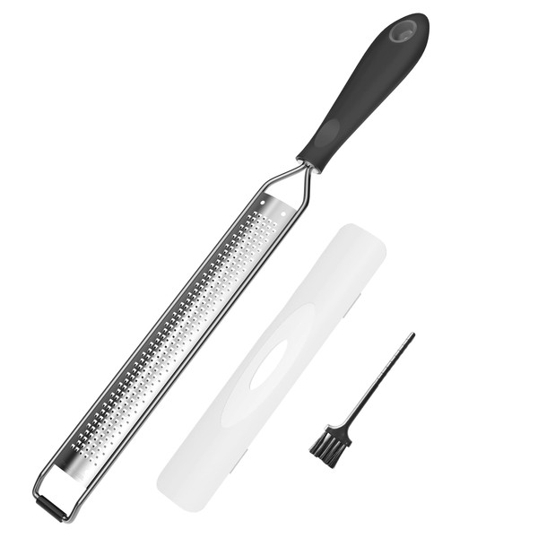 Zester Grater With Handle, Cheese Grater,Lemon Grater 8In Black (L)