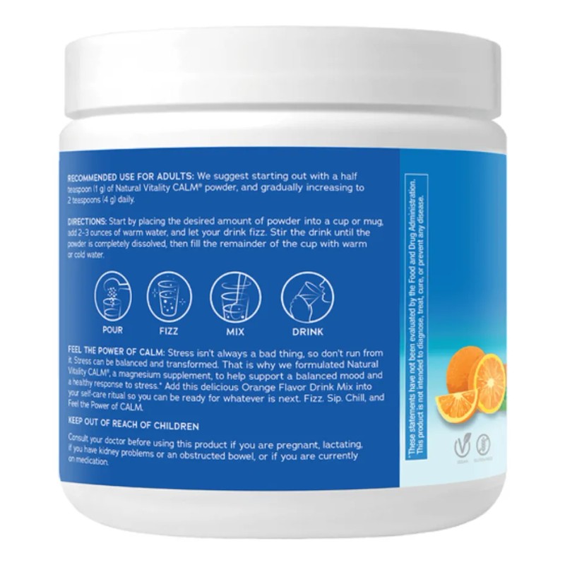 Natural Vitality Calm Magnesio Bebidas Antiestrés 226g Sabor Naranja
