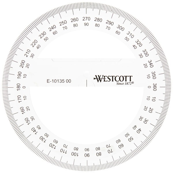 Westcott E-10135 00 Full Plastic Protractor 10 CM transparent