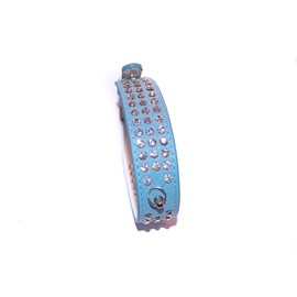 Pet Palace® "Debonair Doggy Suede Diamante Studded Luxury (SKY BLUE Large) Collar for Dogs of Distinction