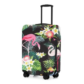 Adorila Travel Luggage Cover Protector, Washable Elastic Suitcase Cover, Luggage Protective Cover, Jungle Flamingo, M
