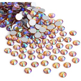 Jollin Glue Fix Crystal Flatback Rhinestones Glass Diamantes Gems for Nail Art Crafts Decorations Clothes Shoes(ss16 1440pcs, Topaz AB)