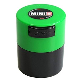 Minivac - 10g to 30 grams Airtight Multi-Use Vacuum Seal Portable Storage Container for Dry Goods, Food, and Herbs - Green Cap & Black Body