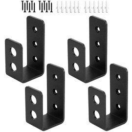 Domchan 2x4 Door Barricade Brackets (4 Pack) - Heavy Duty U-Shaped Security Bar Brackets for Reinforcing Doors on Homes, Garages, Barns, Sheds & Gates - Includes Mounting Hardware