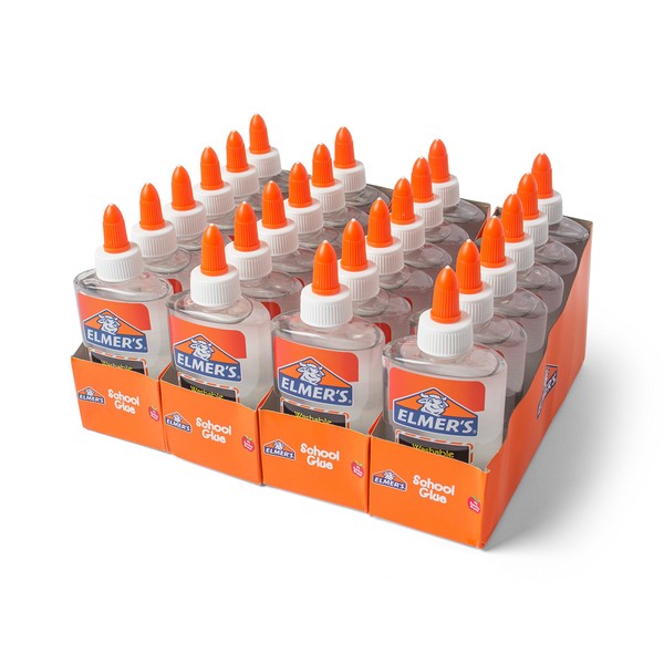 Elmer's Liquid School Glue, Clear, Washable, 5 Ounces, 24 Count - Great for Making Slime