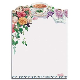 Lissom Design Full Color Sticky Notepad, 4.5 x 4.38-inches, Tea Rose Cottage