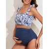 Summer Mae Maternity High Waist Bikini Swimsuit Two Piece Ruffled