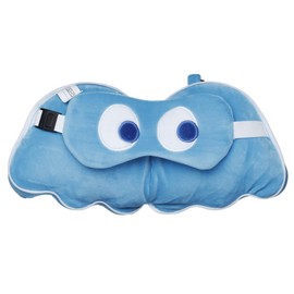Relaxeazzz Pac-Man Blue Ghost Shaped Travel Pillow & Eye Mask