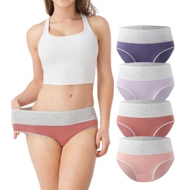 DAVID ARCHY Bamboo Rayon Women's Briefs High Waisted Ladies Panties Breathable Soft Full Coverage 4 Pack