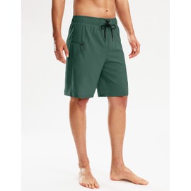 Pinkbomb Men's Swim Trunks with Compression Liner 9 Inch Quick Dry Swimsuit Swimming Swim Board Shorts for Men with Pockets (Green, XL)