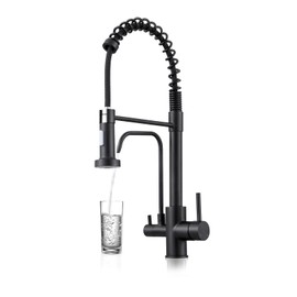 QAOYEDE 3-Way Kitchen Faucet, Pull Down 3-in-1 Kitchen Faucet with Filter Faucets, Sink Faucet for Ro System, Drinking Water Tap, Matte Black (Without Filtration Device)