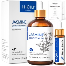 HIQILI HIQILI Jasmine Essential Oil, Pure & Natural Jasmine Oil for Diffuser, Perfume, Shampoo, Aromatherapy