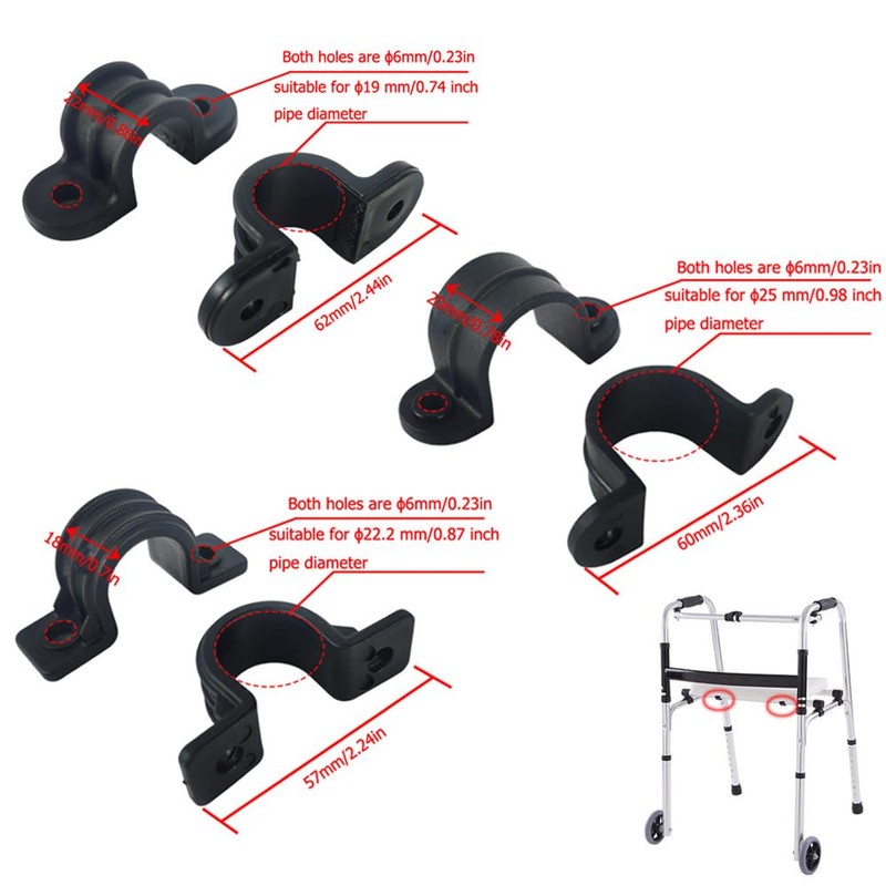 DeaHea 6 Pack Rollator Seat Cushion Bracket Mount Parts Rollator