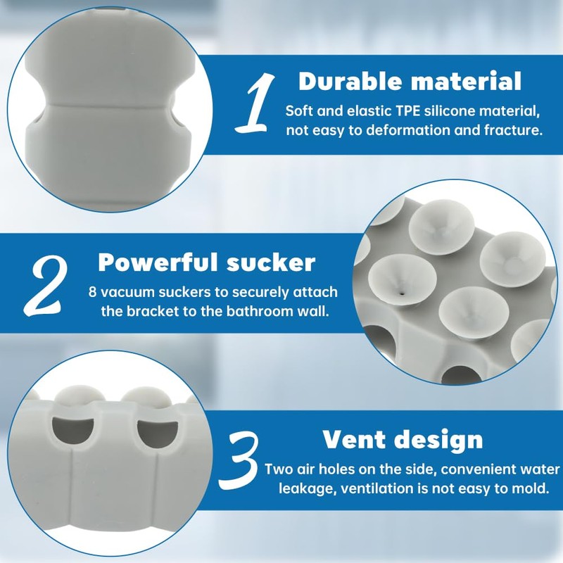 4pcs Silicone Shower Head Holder, Universal Relocatable Shower Head Suction