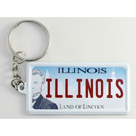 Illinois License Plate Aluminum Ultra-Slim Souvenir Keychain 2.5"x1.25"x0.0