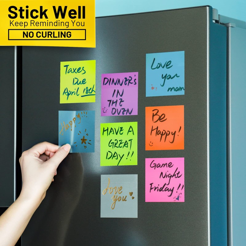 LEOBRO 720PCS Transparent Sticky Notes, Transparent Self-Stick Note Pads 75×75mm
