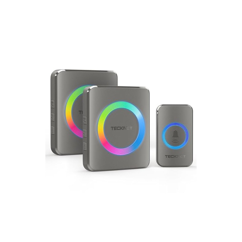 TECKNET Outdoor Wireless Doorbell Waterproof 60 Ringtones RGB Display Ultra