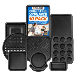 Emporio Kitchen Stackable Baking Pan Set - Nonstick Gray Marble Coating, Carbon Steel Bakeware Sets, PFOA, PFOS, PTFE Free, Recipe Booklet Included, Oven Safe Tray (Up To 450° F), Set of 10 - Gray