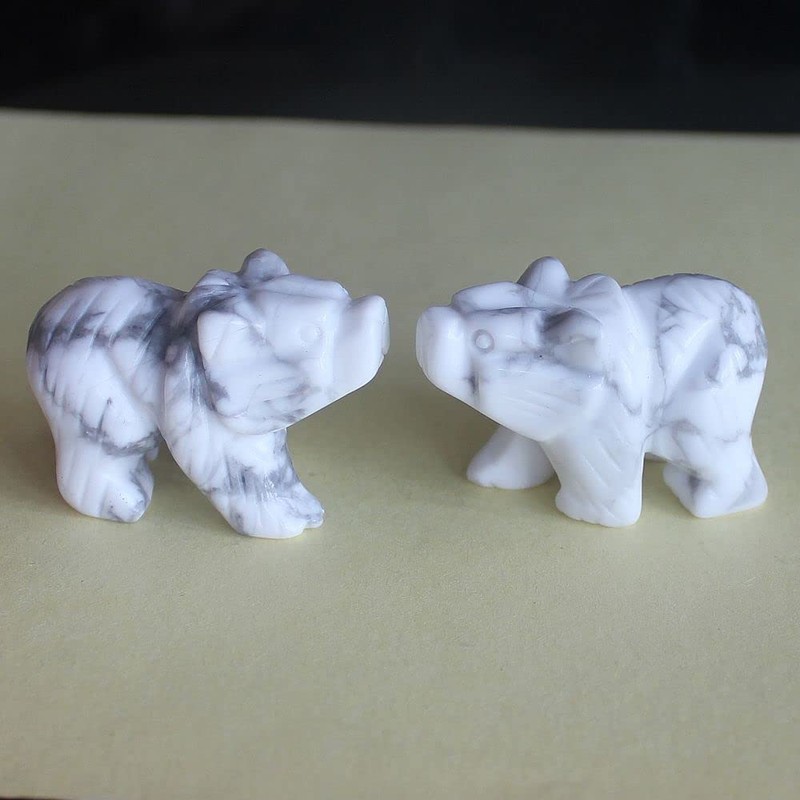 HLbshi Hand Carved Gemstone Crystal Bear Figurine Animal Statue Carving