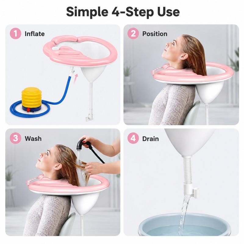 Inflatable Shampoo Basin for Home Hair Washing – Portable PVC
