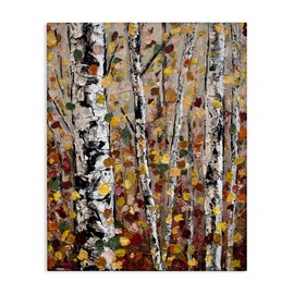 Stupell Industries Autumn Birch Trees Abstract Leaves Canvas Wall Art, Design by Jen Seeley