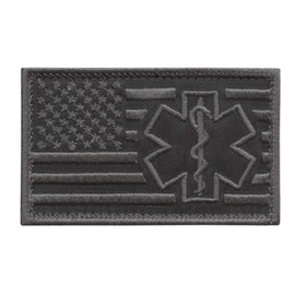 LEGEEON USA Flag MED EMS Star of Life Blackout Subdued Medic Paramedic USA Army Tactical Morale Fastener Cap Patch