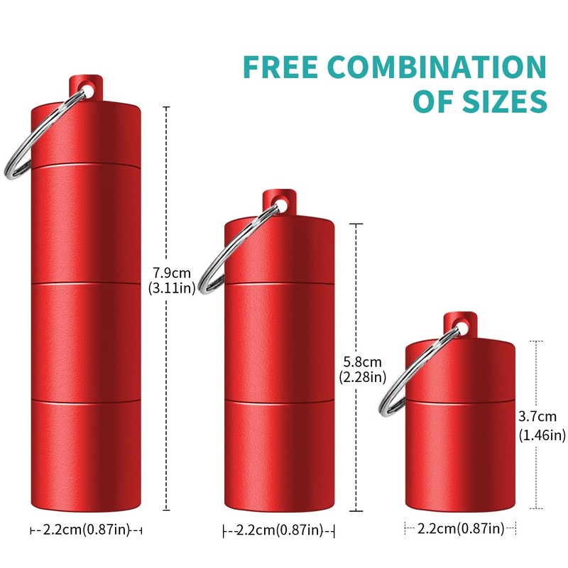 Miss Rui keychain pill holder mini, Portable 3 Compartment Waterproof