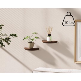 QsQueen Solid Wood Half Round Floating Wall Shelves | Elegant Floating Shelves, Elevate Your Space. Perfect for Living Rooms, Bathrooms, Bedrooms, Offices, Children's Rooms
