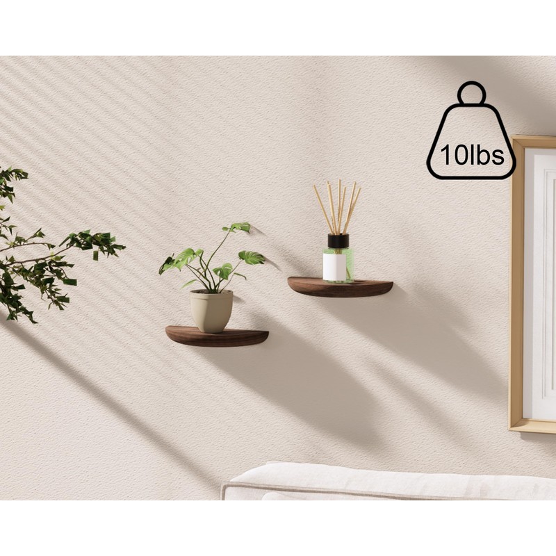 QsQueen Solid Wood Half Round Floating Wall Shelves | Elegant