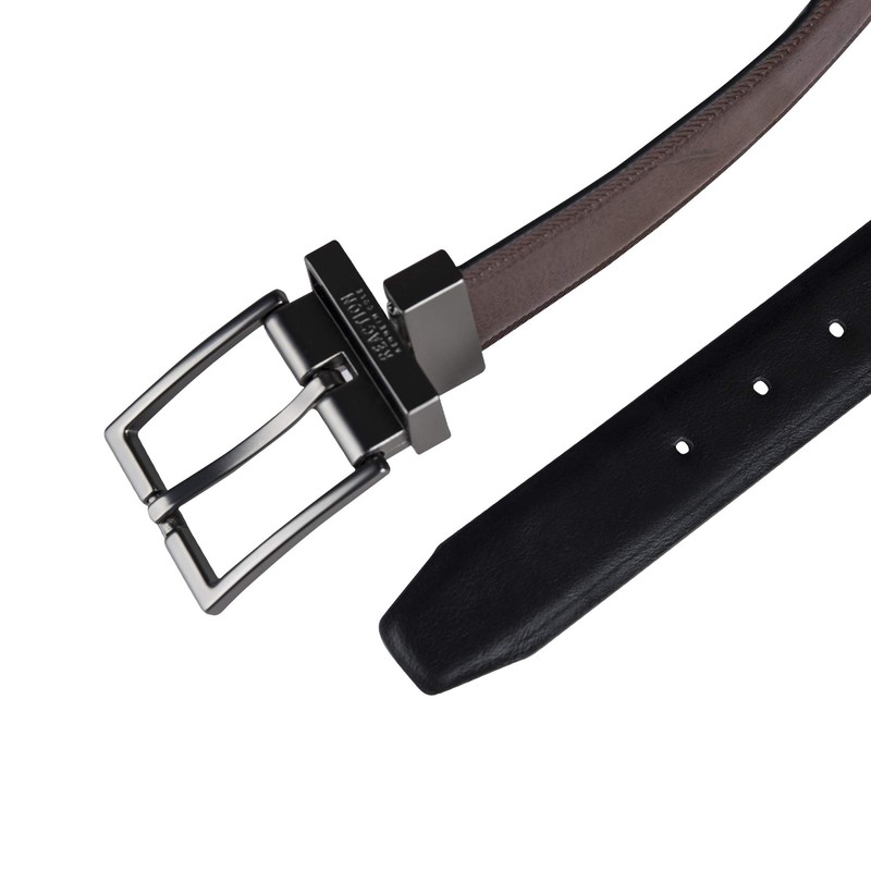 Kenneth Cole REACTION Men's Two-in-one Reversible Belt, Brown/Black Herringbone, Small