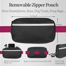 iYoShop Hands Free Dog Leash with Zipper Pouch, Dual Padded Handles and Durable Bungee for Walking, Jogging and Running Your Dog (Large, 25-120 lbs, Very Berry)