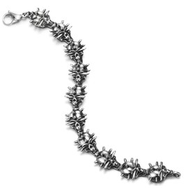 COOLSTEELANDBEYOND Vintage Spikes Skull Bracelet for Man Women, Stainless Steel Link Bracelet, Gothic Punk Rock