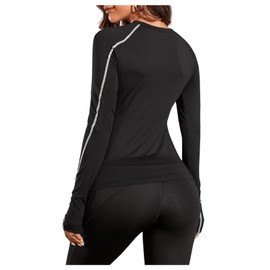 SweatyRocks Women's Long Sleeve Workout Tops Lightweight Quick Dry Moisture Wicking Running Athletic Shirts with Thumb Holes Black X-Large