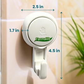 FERMALIFE Suction Cup Shower Hooks (4-Pack) for Loofah, Robe, Towel, Heavy Duty, Waterproof, Reusable Vacuum Suction Hooks for Bathroom Kitchen
