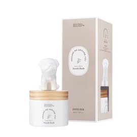 ROUND A’ROUND Puppy Room Scents 100ml / Gypsum Reed Fragrance Diffuser for Fragrant Homes, Rooms, Office, Bathroom, Living Room (Sleepy Pug)