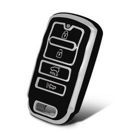 WORCAS Silver Pattern Premium Soft TPU Key Fob Cover Case Compatible with Kia 2014-2019 Cadenza,2015-2018 K900 K7 K9(Sliver-Black)