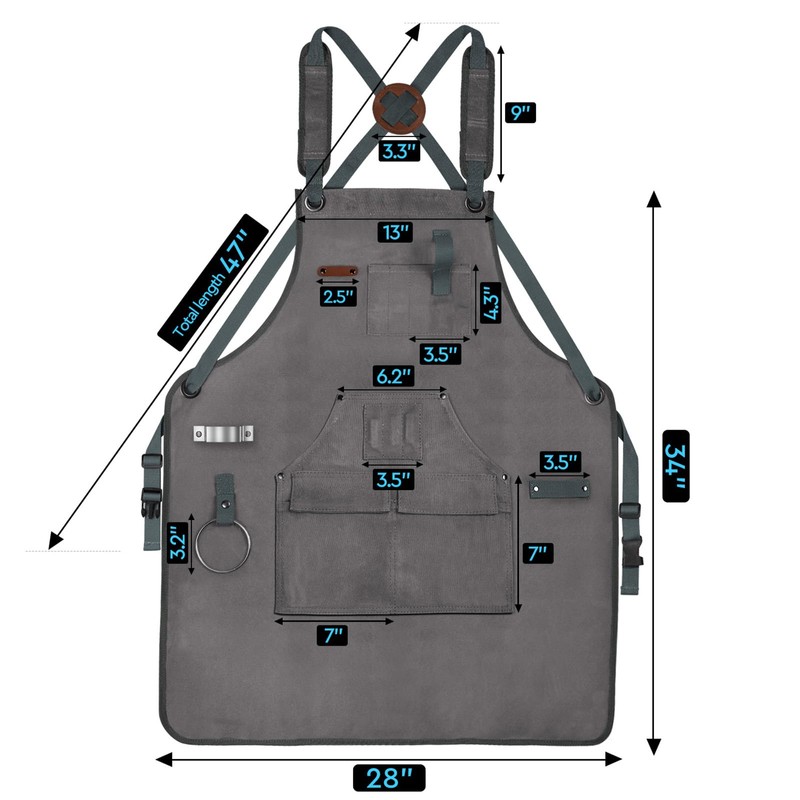 Woodworking Apron for Men, Shop Apron 20 oz Canvas Work
