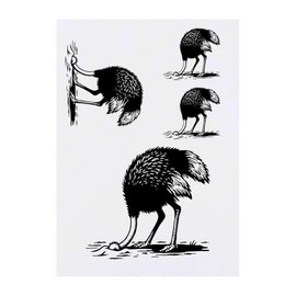 4 x 'Ostrich With Head In Sand' Temporary Tattoos - Water Resistant, Skin-Safe, Non-Toxic Transfers, Mixed Sizes (TO00077644)