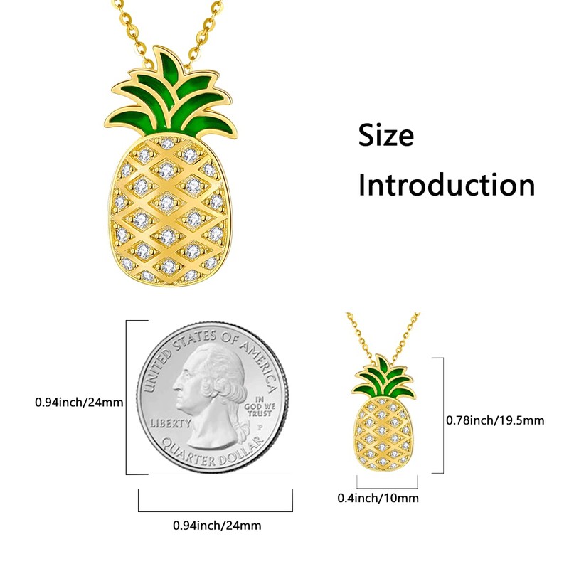 LINSTER Pineapple Chain/Pineapple Earrings/Pineapple Anklet Women's 925 Sterling Silver 14K
