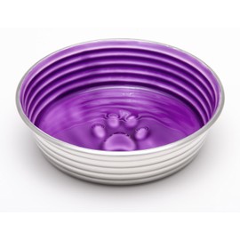 Loving Pets - Le BOL Dog Food Water Bowl Enamel Ceramic Bowl No Tip Stainless Steel Pet Bowl No Skid Spill Proof (Extra Small, Lilac)