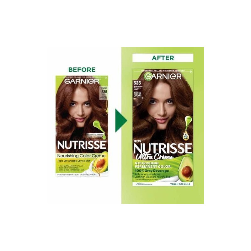Garnier Hair Color Nutrisse Nourishing Creme, 535 Medium Golden Mahogany