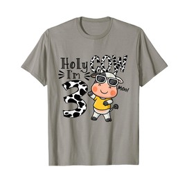 Cute 3rd Cow Farm Animals Bday Holy Cow I'm 3 Birthday Boy T-Shirt