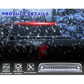 PIT66 LED 3rd Brake Light Compatible with Dodge Ram 1500 2009-2017/Compatible with Dodge Ram 2500 3500 2010-2017 Third Brake Stop Lamp Light Chrome Housing Clear Lens