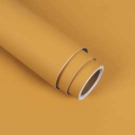 VaryStyle Mustard Yellow Wallpaper Peel and Stick Solid Color Matte Yellow Contact Paper for Cabinets Drawers Shelves Removable Waterproof Vinyl Wrap Vintage Wall Paper for Bedroom Bathroom 15.7"x118"