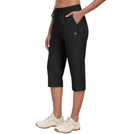 MoFiz Womens Cargo Capris Hiking Pants Lightweight Quick Dry Summer Outdoor Cargo Athletic Travel Pants with Zip Pockets Black 2XL