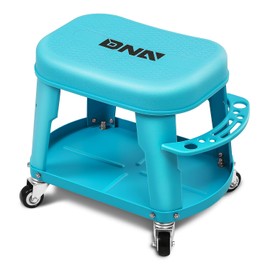 DNA MOTORING Removable Rolling Garage Stool with Seat Cushion & Tool Tray Plate, 300lbs Max Weight Capacity, Blue, TOOLS-00479