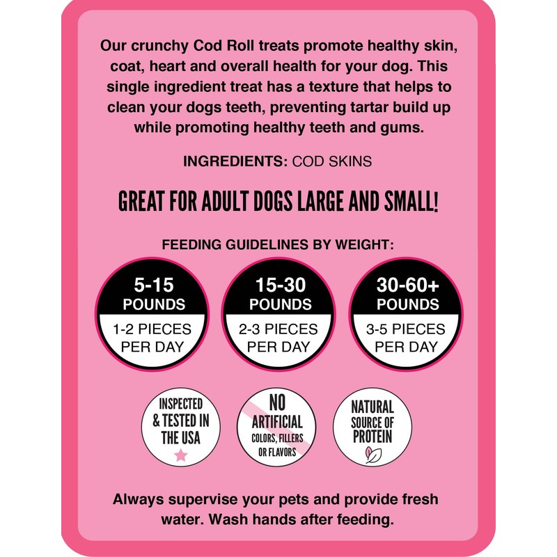 Hubert Pet Premium Cod Skin Rolls - Single Ingredient Natural