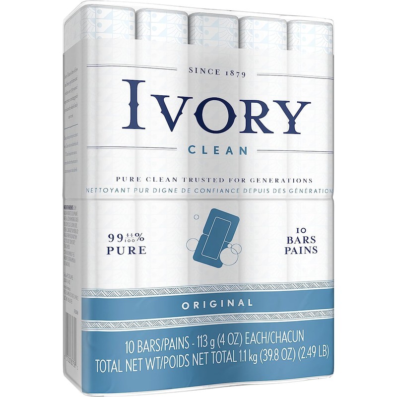 Ivory Clean Original Bath Bar, 10 count (Packaging may Vary)