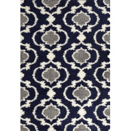 Cozy Moroccan Trellis Indoor Shag Area Rug Navy 7'10" X 10'
